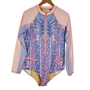 Cabana Life Unisuit Swimsuit XL Long Sleeve One Piece Zipper Front Padded Bra